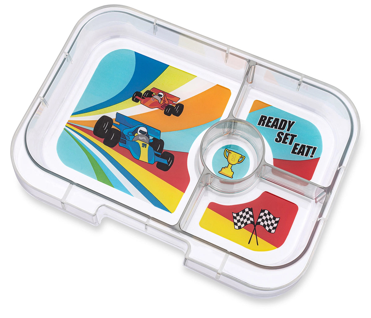 Yumbox Leakproof Bento Lunchbox, Panino - Monte Carlo Blue / Race Cars