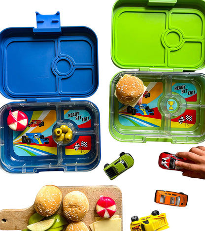 Yumbox Leakproof Bento Lunchbox, Panino - Monte Carlo Blue / Race Cars