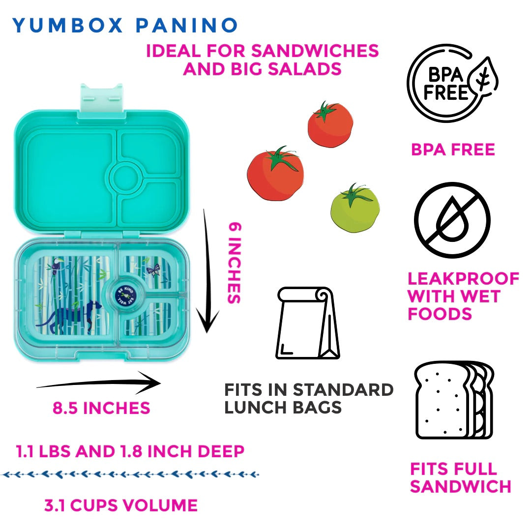 Yumbox Leakproof Bento Lunchbox, Panino - Tropical Aqua / Panther