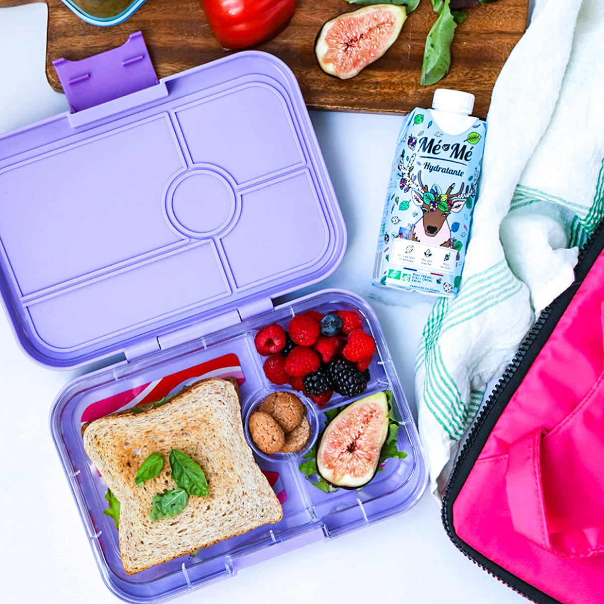 Yumbox Leakproof Bento Lunchbox, Tapas 4 Compartment - Ibiza Purple / Groovy Tray