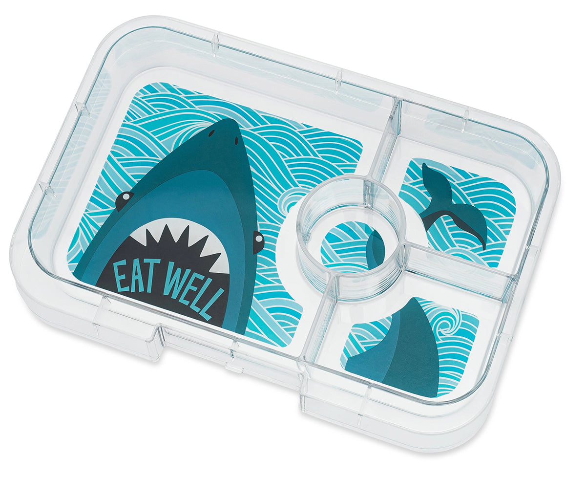 Yumbox Leakproof Bento Lunchbox, Tapas 4 Compartment - True Blue / Shark Tray