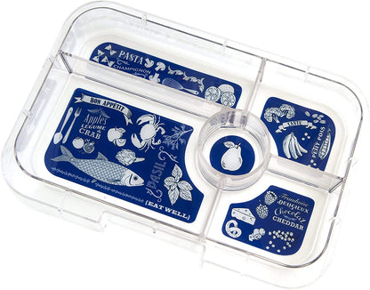 Yumbox Leakproof Bento Lunchbox, Tapas 5 Compartment - Antibes Blue / Bon Appetit Tray