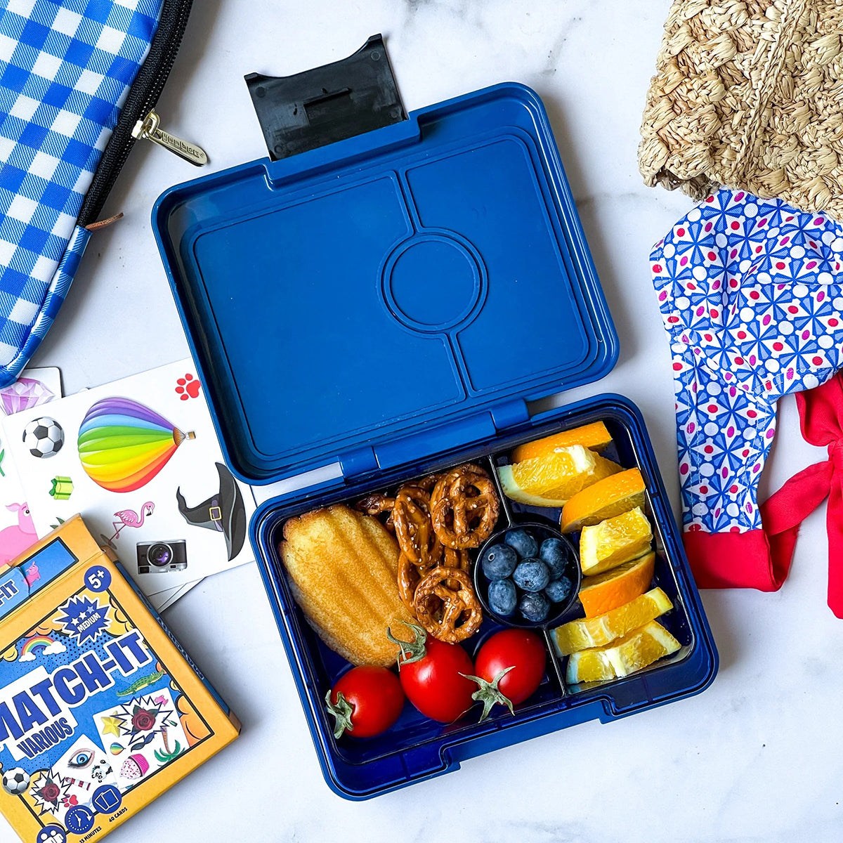 Yumbox Leakproof Bento Snack Box, 3 Compartment - Monte Carlo Blue / Navy