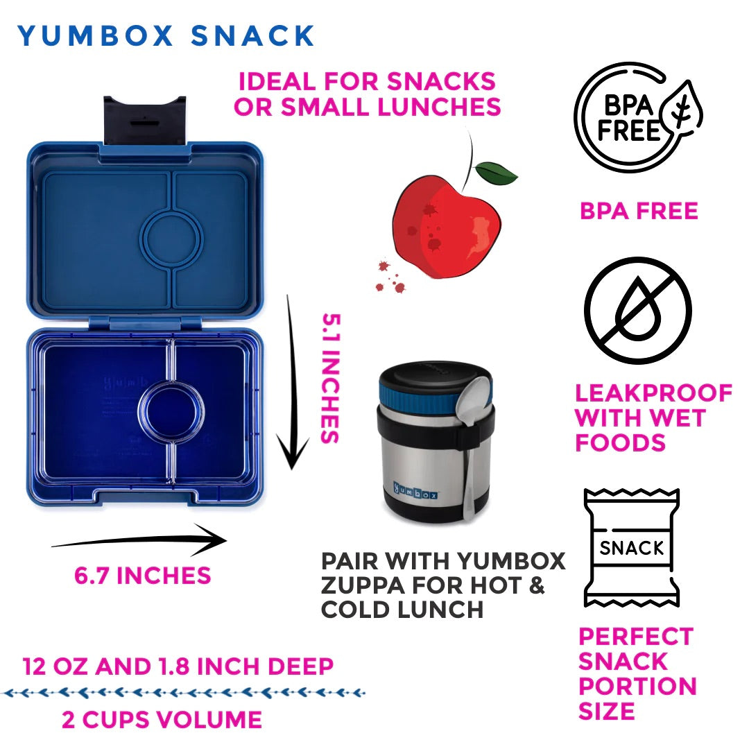 Yumbox Leakproof Bento Snack Box, 3 Compartment - Monte Carlo Blue / Navy