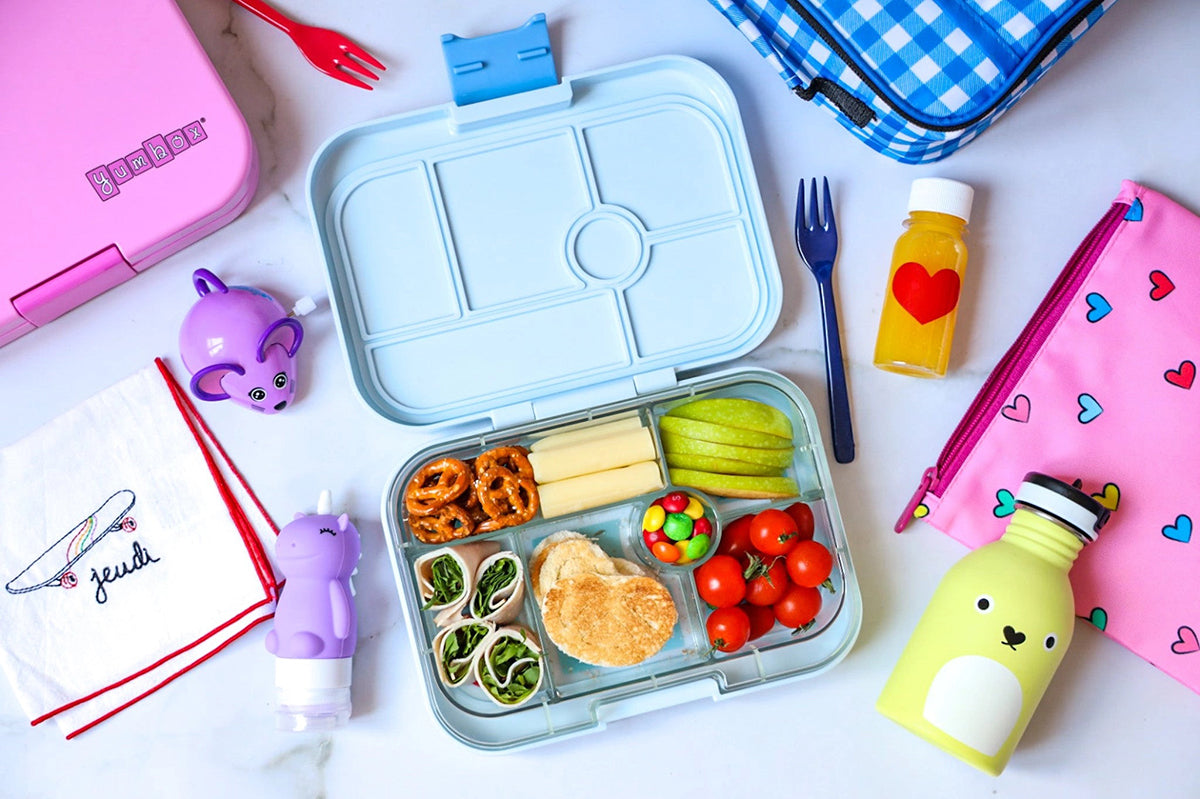 Yumbox Original Leakproof Bento Lunchbox, 6 Compartment - Hazy Gray / Paris Tray