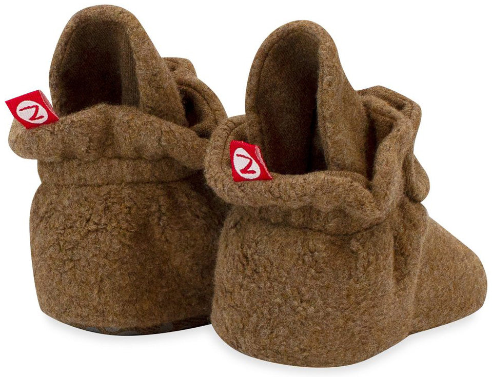 Zutano Cozie Fleece Baby Bootie - Heather Mocha, 6m