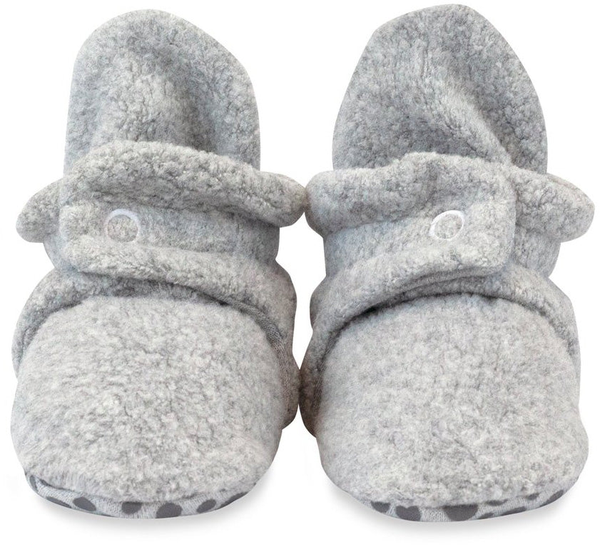 Zutano Cozie Fleece Gripper Baby Bootie - Heather Gray, 12m