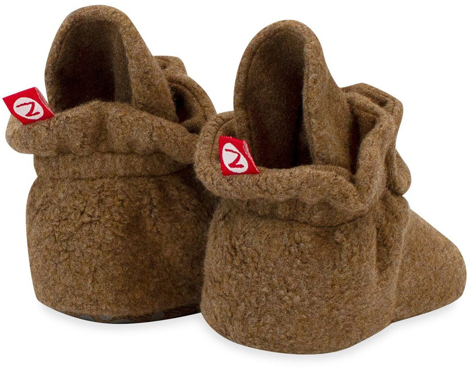 Zutano Cozie Fleece Gripper Baby Bootie - Heather Mocha, 12m