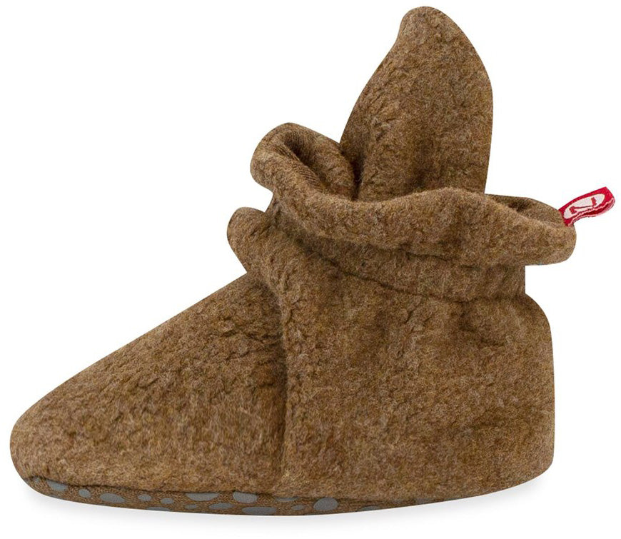 Zutano Cozie Fleece Gripper Baby Bootie - Heather Mocha, 12m