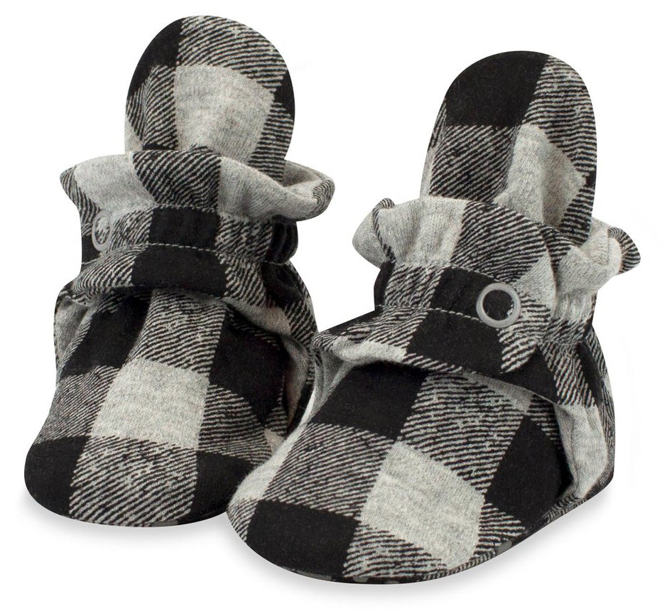 Zutano Organic Cotton Gripper Baby Bootie - Buffalo Check, 6m