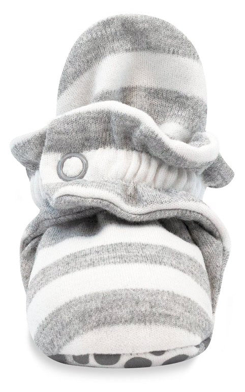 Zutano Organic Cotton Gripper Baby Bootie - Heather Stripe, 12m