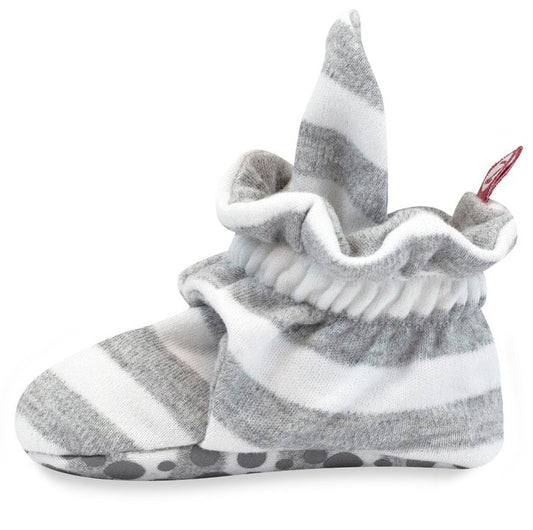 Zutano Organic Cotton Gripper Baby Bootie - Heather Stripe, 12m