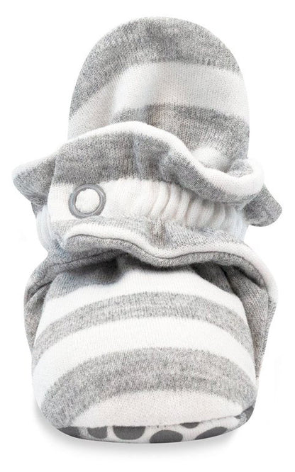 Zutano Organic Cotton Gripper Baby Bootie - Heather Stripe, 6m