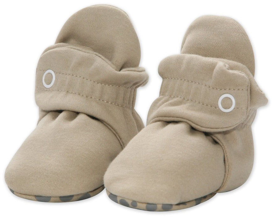 Zutano Organic Cotton Gripper Baby Bootie - Khaki, 3m