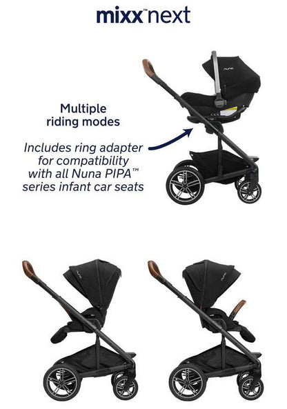 Nuna MIXX Next with Magnetic Buckle + PIPA Aire RX Travel System - Caviar