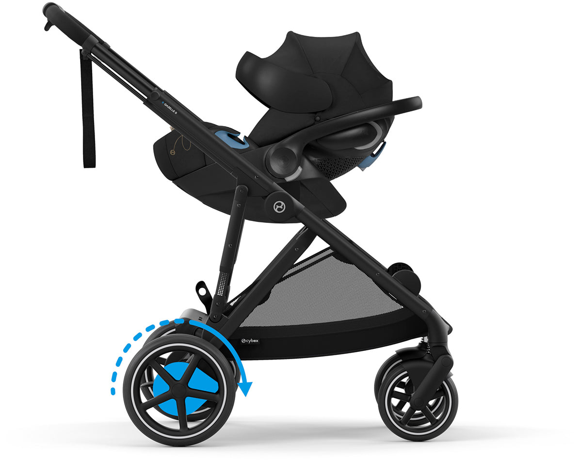 Cybex eGazelle S + Cloud G Lux SensorSafe Travel System Bundle - Black Frame / Moon Black / Moon Black