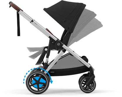 Cybex eGazelle S Double Stroller Bundle - Black Frame / Moon Black