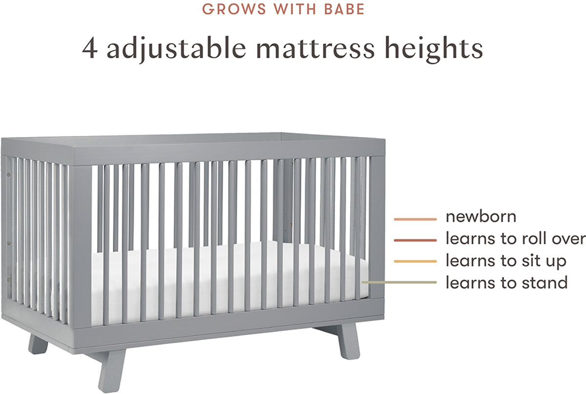 Babyletto Hudson 3-in-1 Convertible Crib with Toddler Bed Conversion Kit - Grey Finish