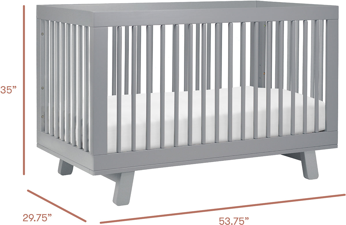 Babyletto Hudson 3-in-1 Convertible Crib with Toddler Bed Conversion Kit - Grey Finish