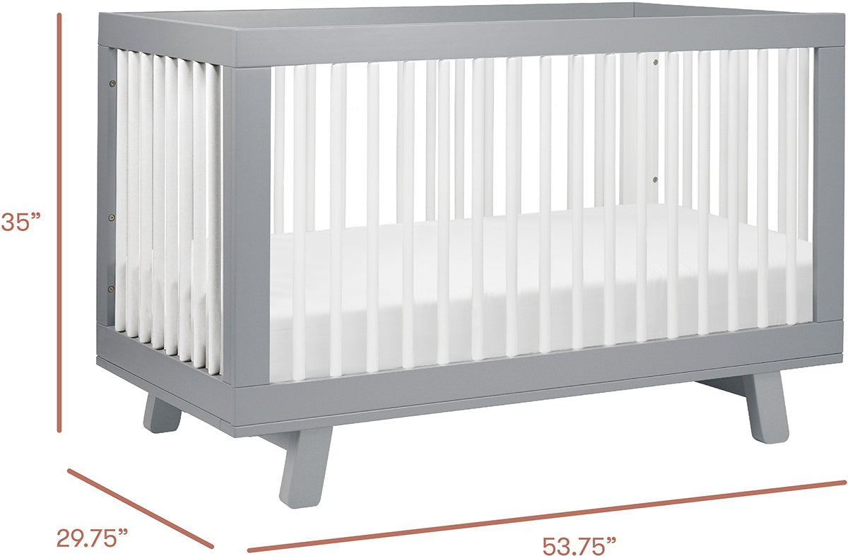 Babyletto Hudson 3-in-1 Convertible Crib with Toddler Bed Conversion Kit - Grey/White