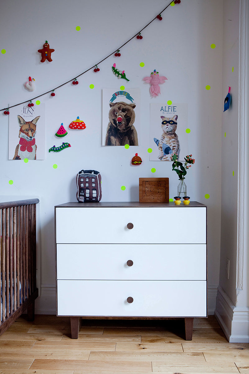 Oeuf 3 Drawer Dresser - Rhea - White/Walnut