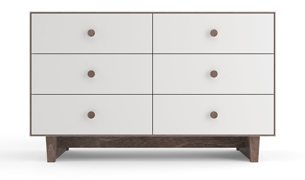 Oeuf 6 Drawer Dresser - Rhea - White/Walnut