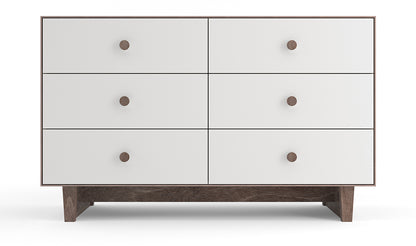 Oeuf 6 Drawer Dresser - Rhea - White/Walnut