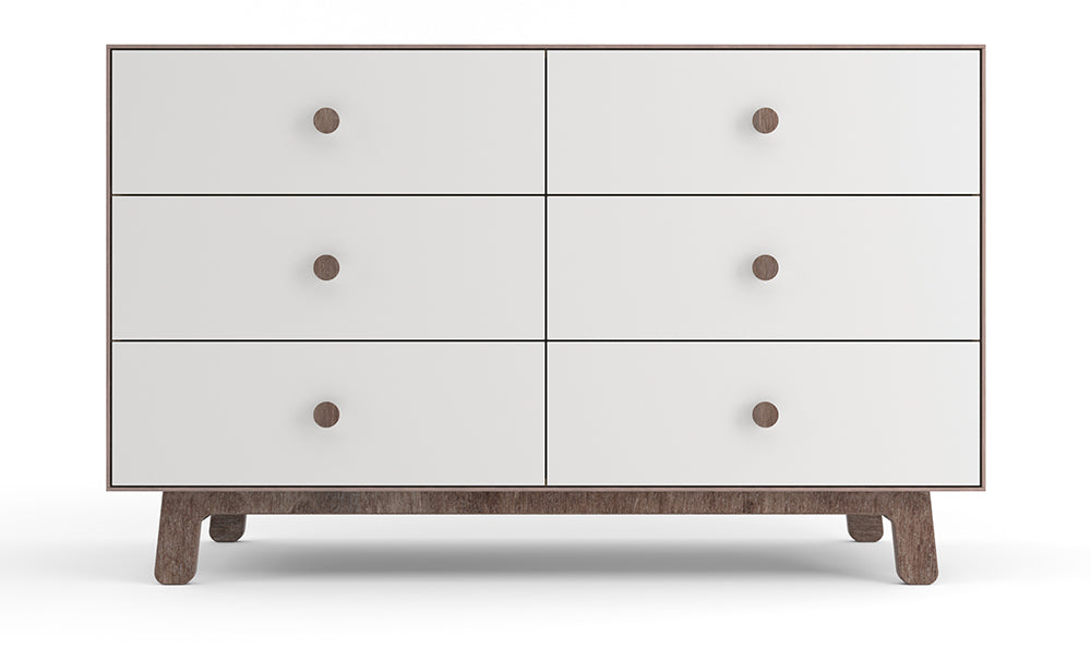 Oeuf 6 Drawer Dresser - Sparrow - White/Walnut