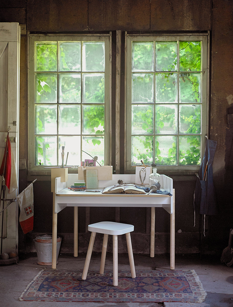 Oeuf Square Stool - White/Birch