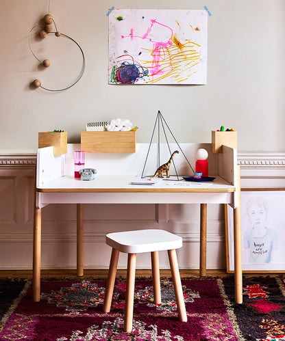 Oeuf Square Stool - White/Birch