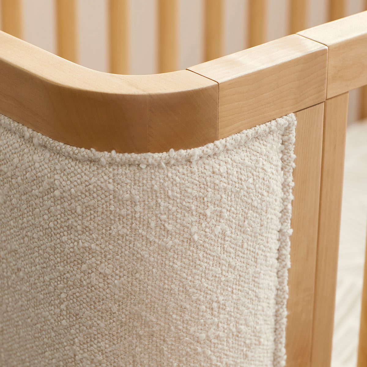 Babyletto Bondi Boucle 4-in-1 Convertible Crib w/ Toddler Bed Conversion Kit - Honey / Ivory Boucle