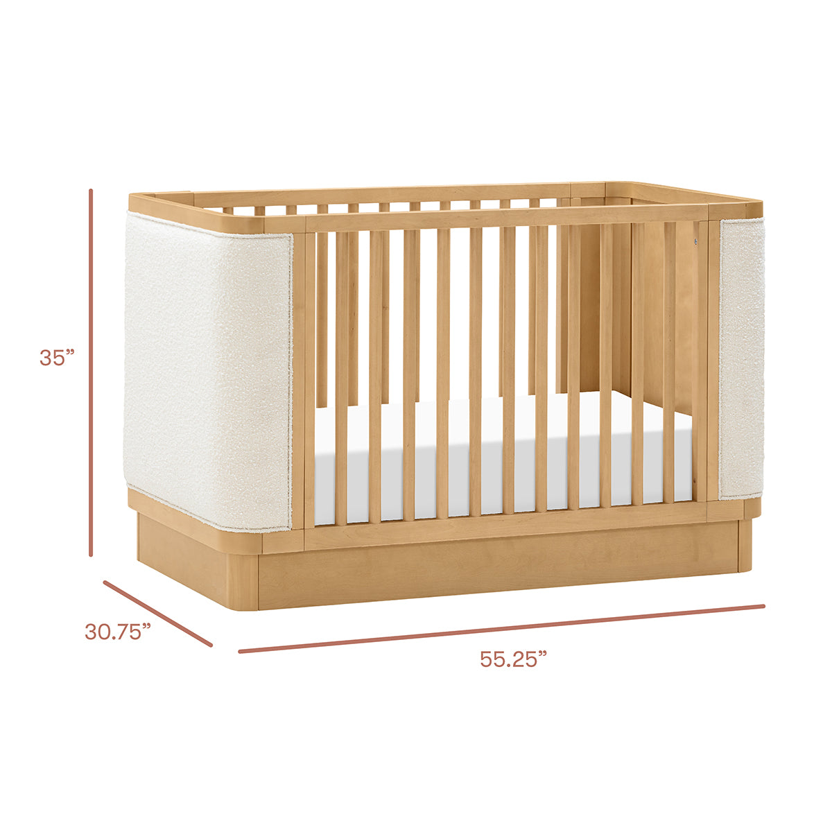 Babyletto Bondi Boucle 4-in-1 Convertible Crib w/ Toddler Bed Conversion Kit - Honey / Ivory Boucle