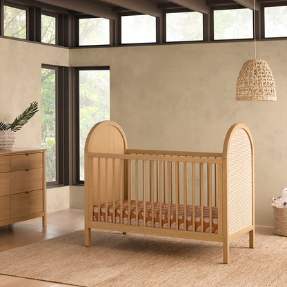 Babyletto Bondi Cane 3-in-1 Convertible Crib w/Toddler Bed Conversion Kit - Honey / Natural Cane