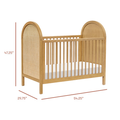 Babyletto Bondi Cane 3-in-1 Convertible Crib w/Toddler Bed Conversion Kit - Honey / Natural Cane