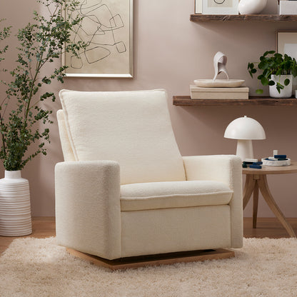 Babyletto Cali Pillowback Chair and a Half Glider - Chantilly Sherpa w/ Light Wood Base