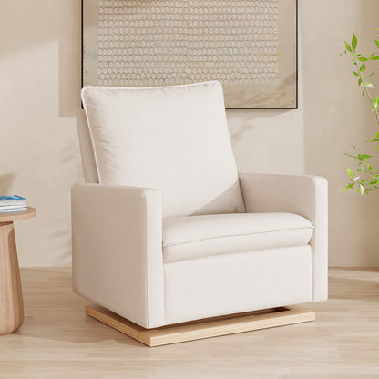 Babyletto Cali Pillowback Chair and a Half Glider - Performance Cream Eco-Weave w/ Light Wood Base