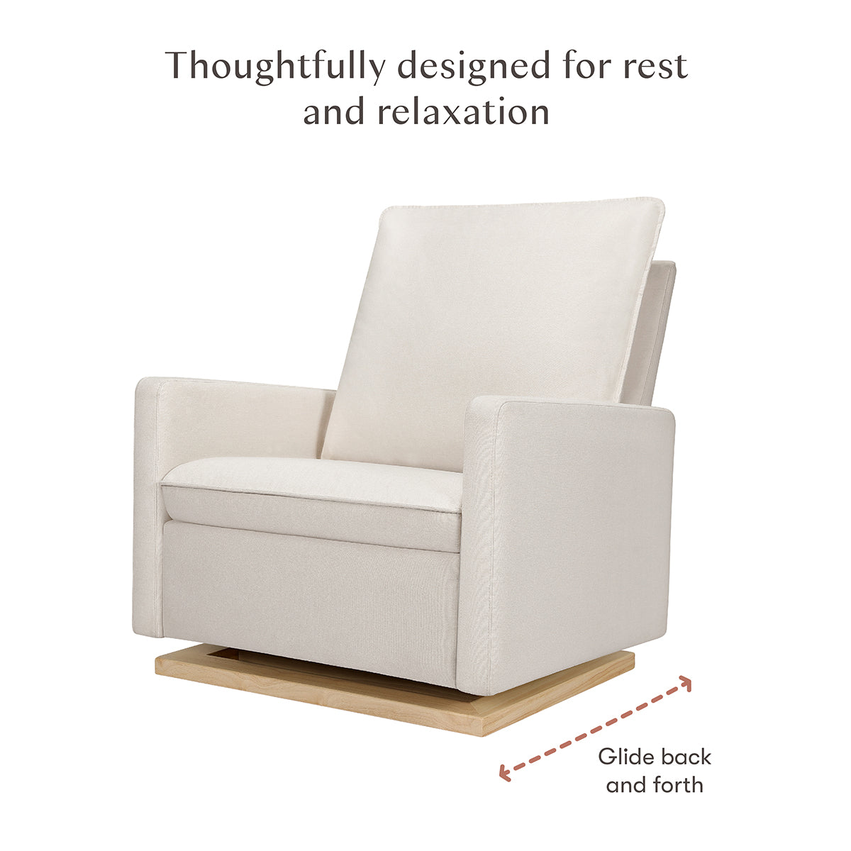 Babyletto Cali Pillowback Chair and a Half Glider - Performance Cream Eco-Weave w/ Light Wood Base