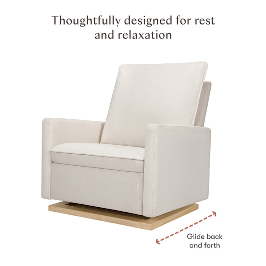 Babyletto Cali Pillowback Chair and a Half Glider - Performance Cream Eco-Weave w/ Light Wood Base