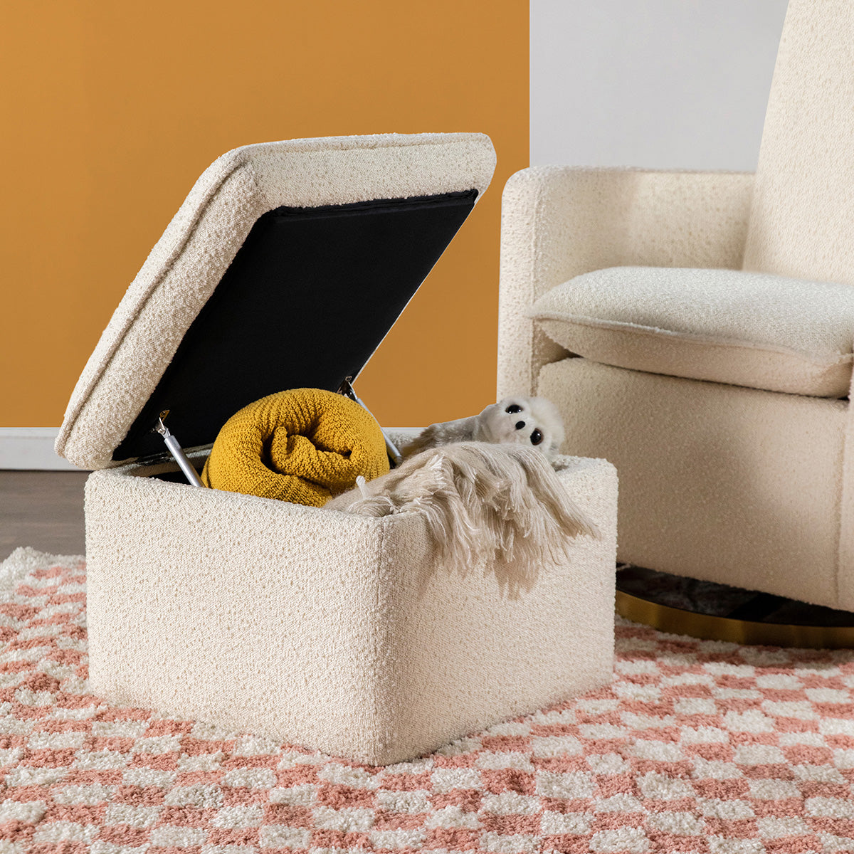 Babyletto Cali Storage Ottoman - Ivory Boucle