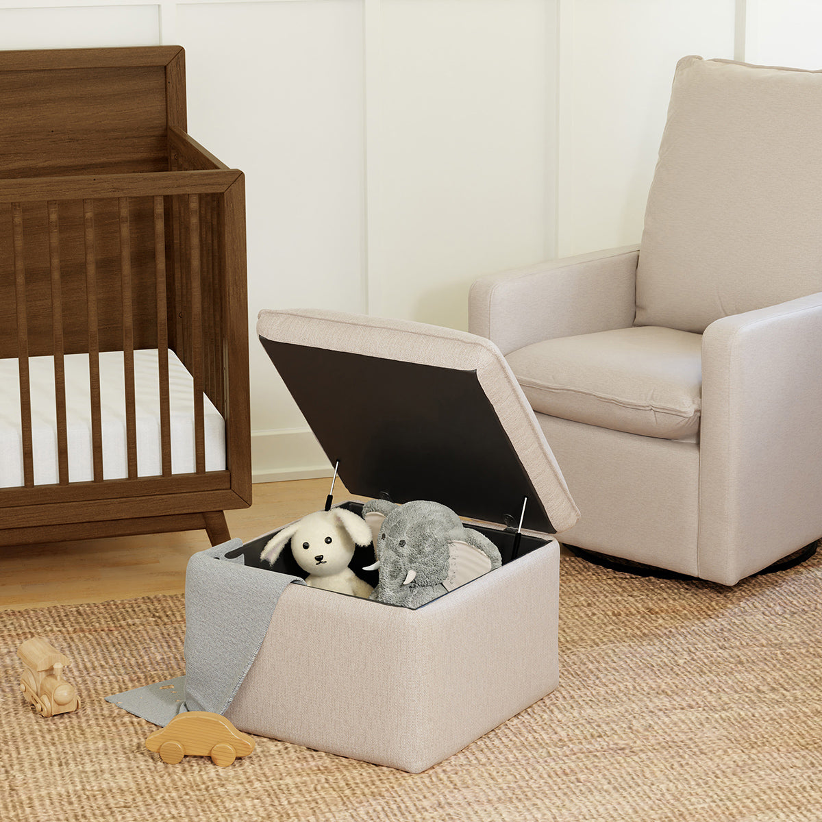 Babyletto Cali Storage Ottoman - Performance Beach Eco-Weave