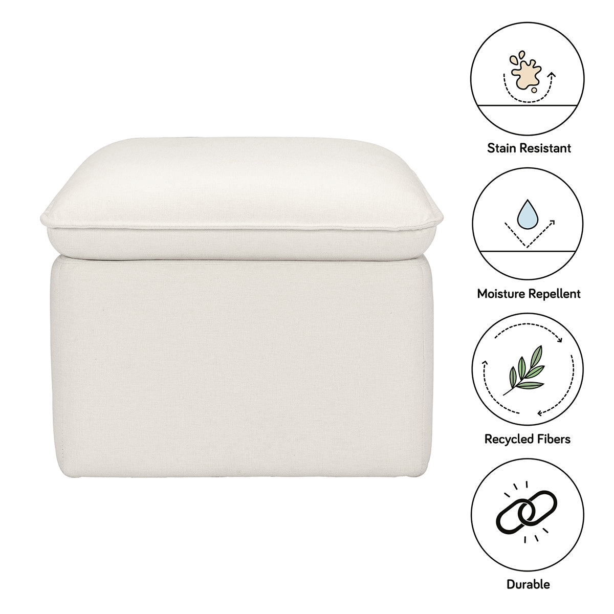 Babyletto Cali Storage Ottoman - Performance Cream Eco-Weave