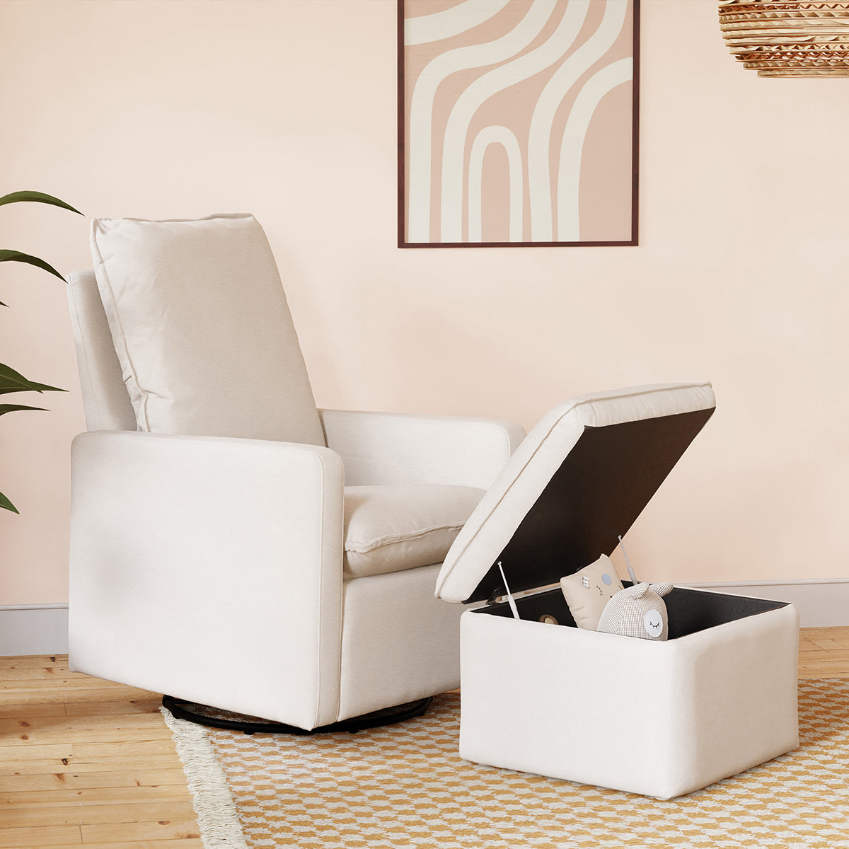 Babyletto Cali Storage Ottoman - Performance Cream Eco-Weave