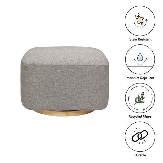 Babyletto Kiwi Gliding Ottoman - Performance Grey Eco-Weave w/ Light Wood Base