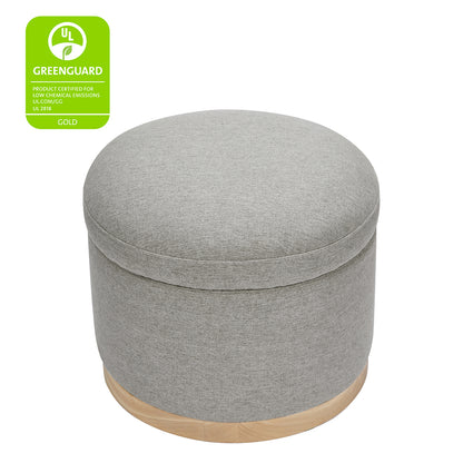 Babyletto Naka Storage Ottoman - Performance Grey Eco-Weave w/ Light Wood Base