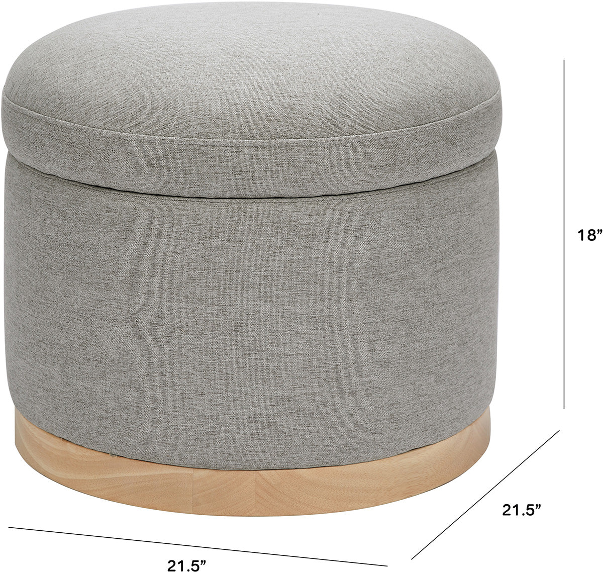 Babyletto Naka Storage Ottoman - Performance Grey Eco-Weave w/ Light Wood Base