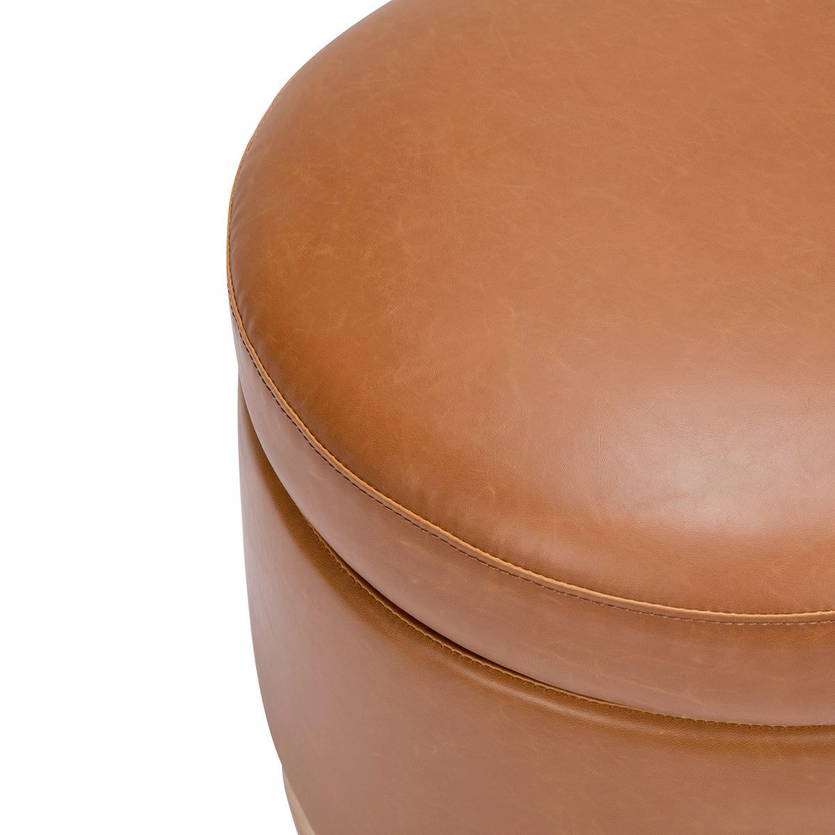 Babyletto Naka Storage Ottoman - Vegan Tan Leather w/ Light Wood Base