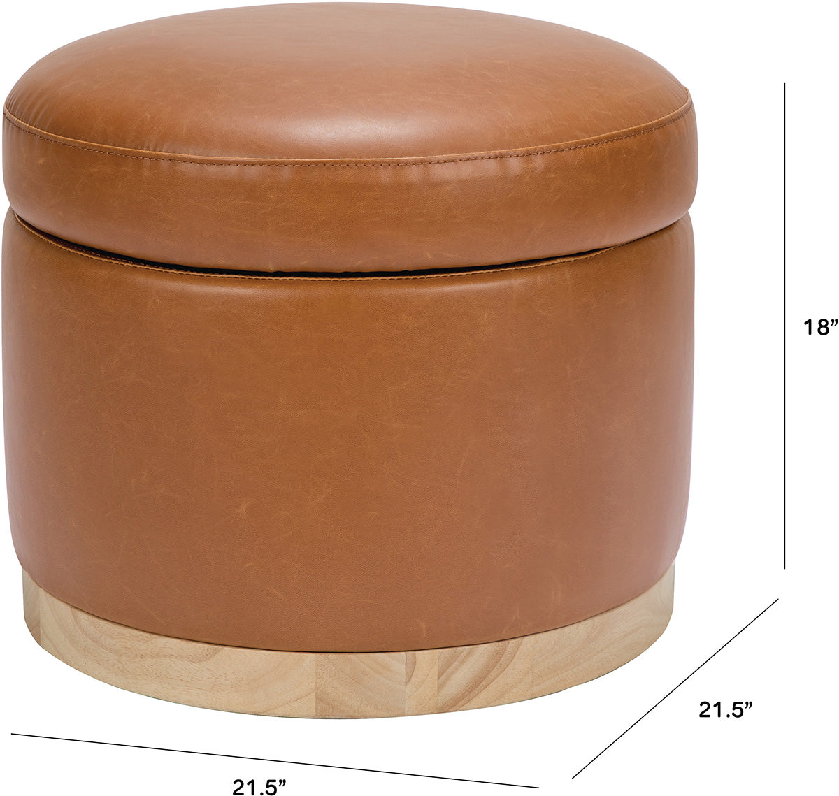 Babyletto Naka Storage Ottoman - Vegan Tan Leather w/ Light Wood Base