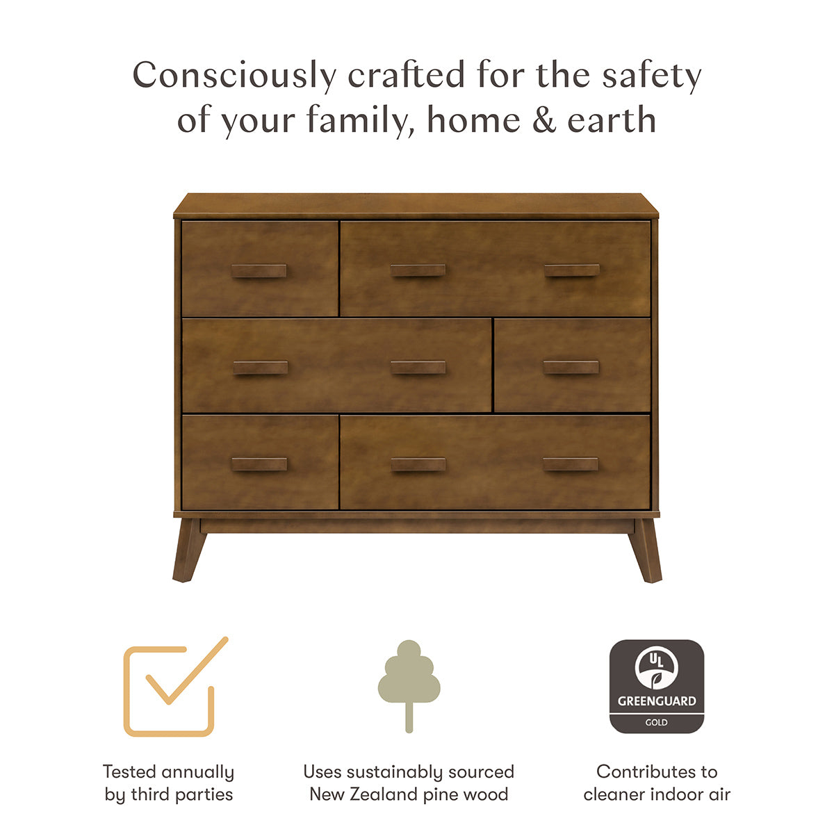 Babyletto Scoot 6-Drawer Dresser - Natural Walnut