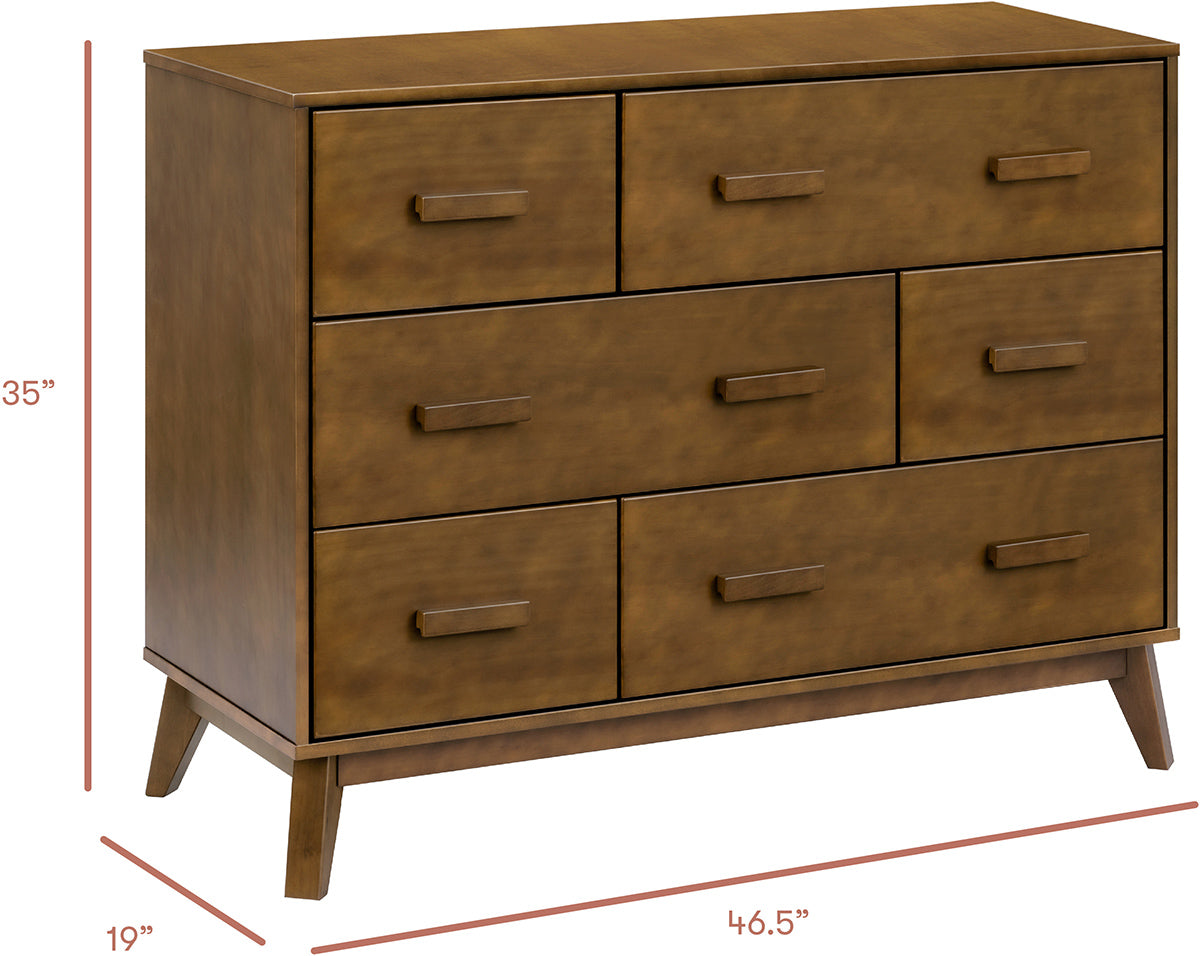 Babyletto Scoot 6-Drawer Dresser - Natural Walnut