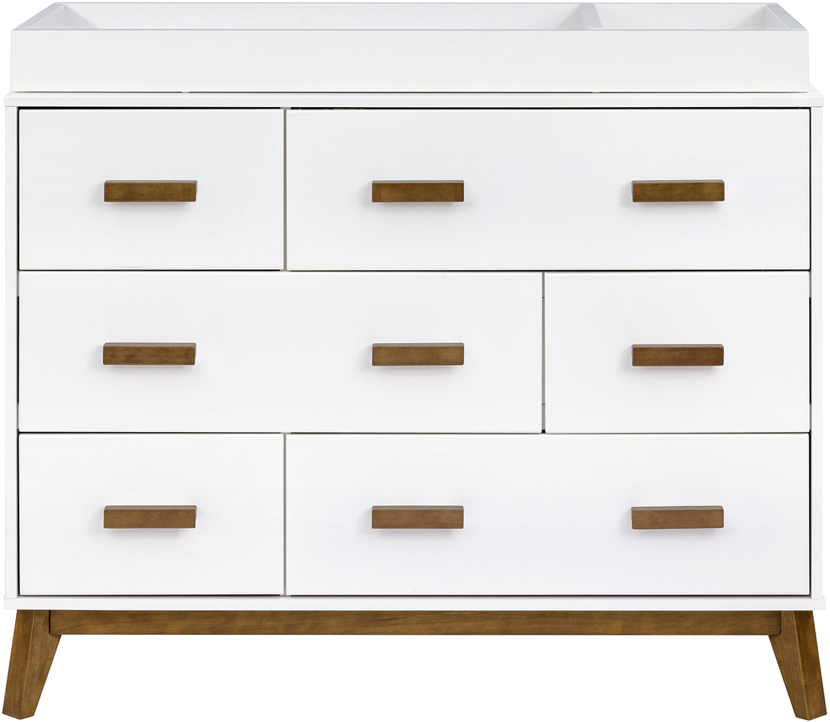 Babyletto Scoot 6-Drawer Dresser - White / Natural Walnut